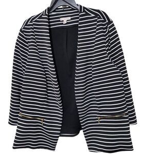 Established 1962 Open Cardigan Size 3X Striped Black And White Lined